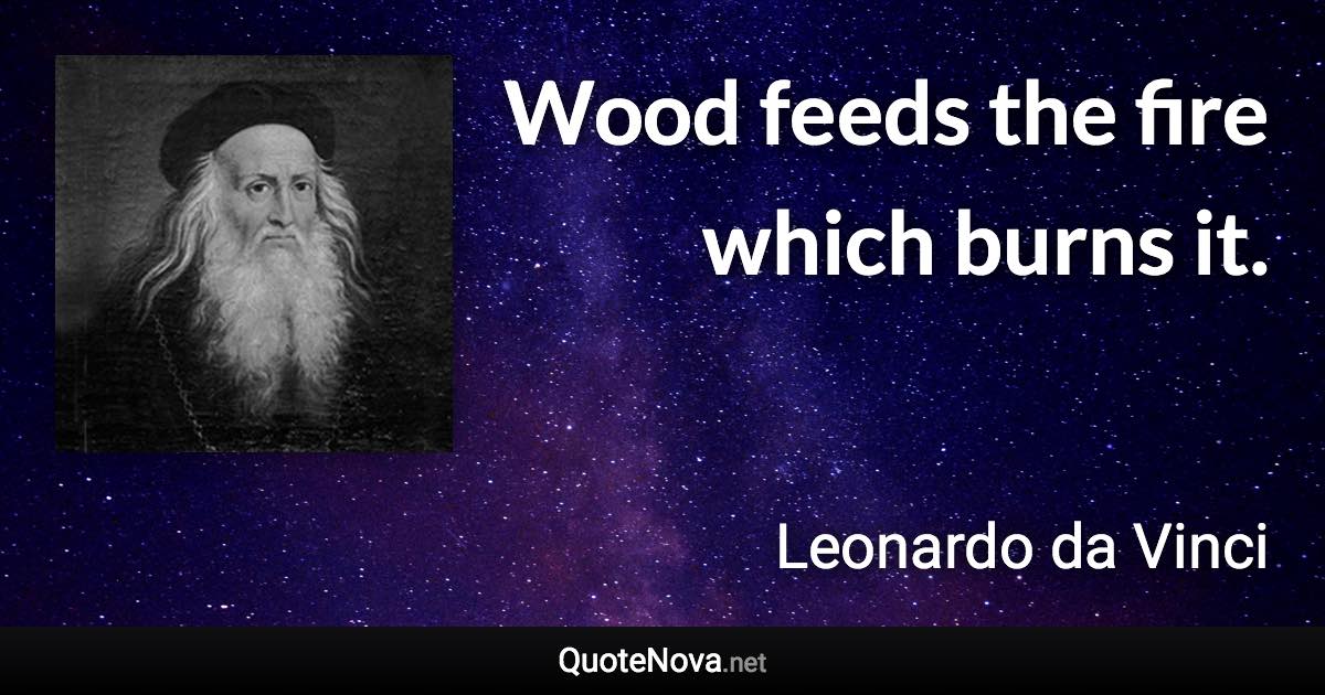 Wood feeds the fire which burns it. - Leonardo da Vinci quote