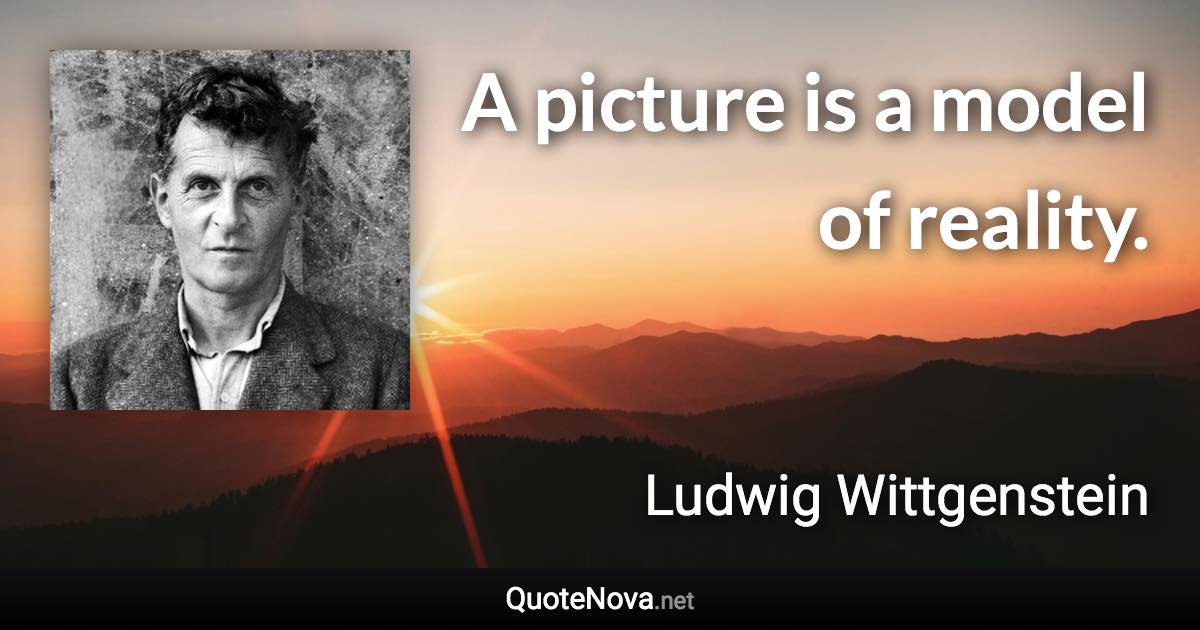 A picture is a model of reality. - Ludwig Wittgenstein quote