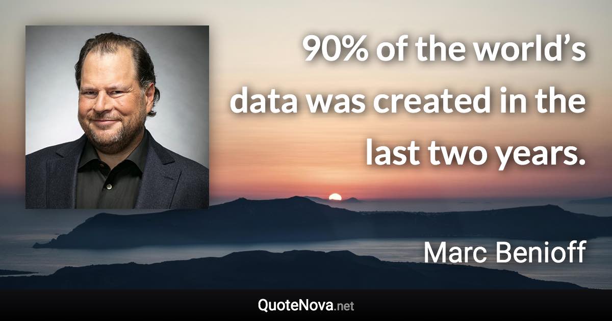 90% of the world’s data was created in the last two years. - Marc Benioff quote