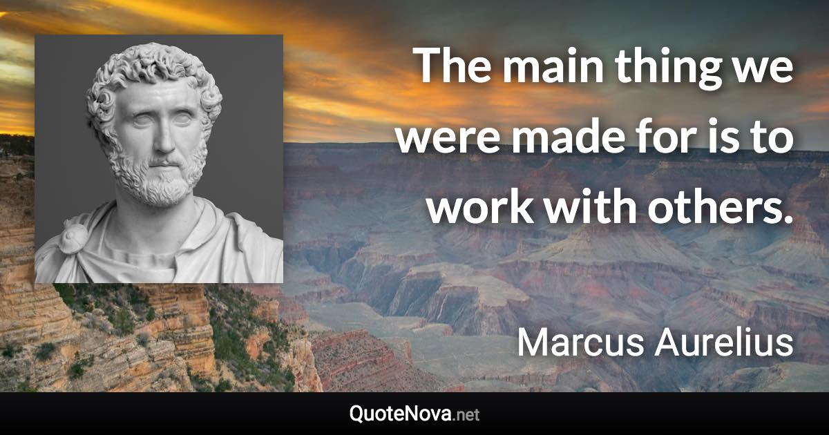 The main thing we were made for is to work with others. - Marcus Aurelius quote