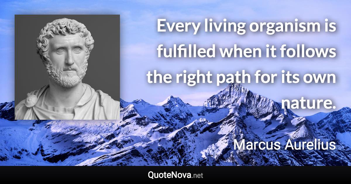 Every living organism is fulfilled when it follows the right path for its own nature. - Marcus Aurelius quote