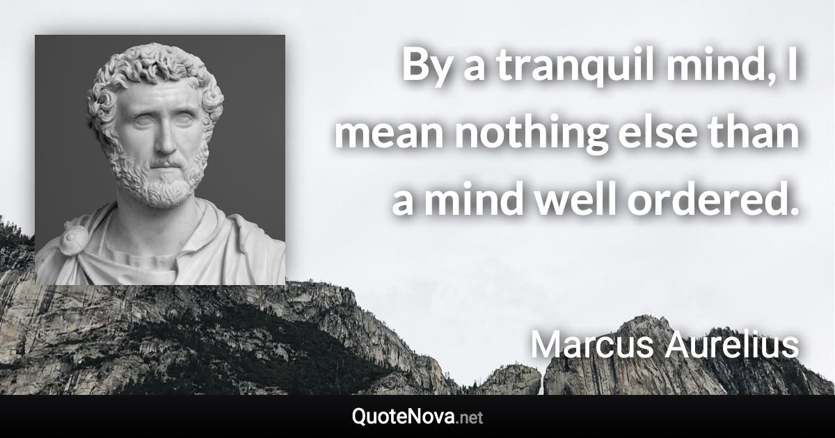 By a tranquil mind, I mean nothing else than a mind well ordered. - Marcus Aurelius quote