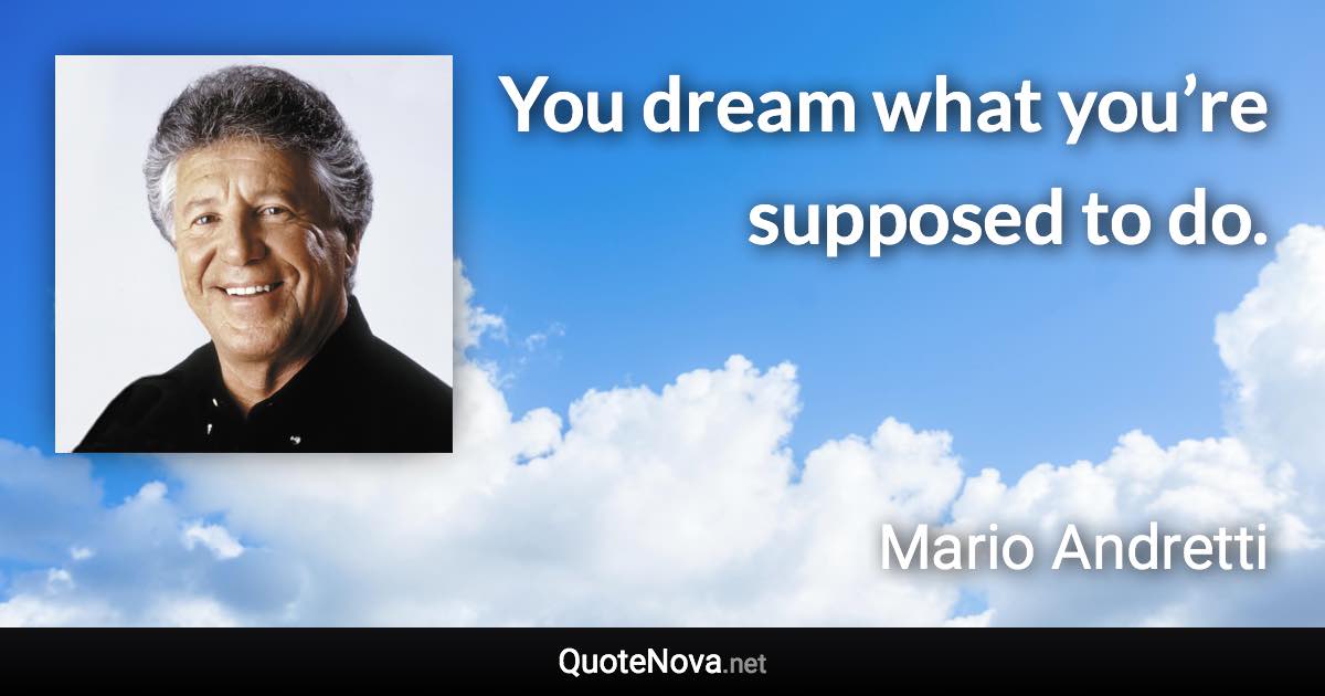 You dream what you’re supposed to do. - Mario Andretti quote
