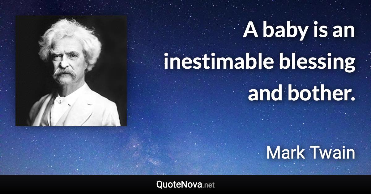 A baby is an inestimable blessing and bother. - Mark Twain quote