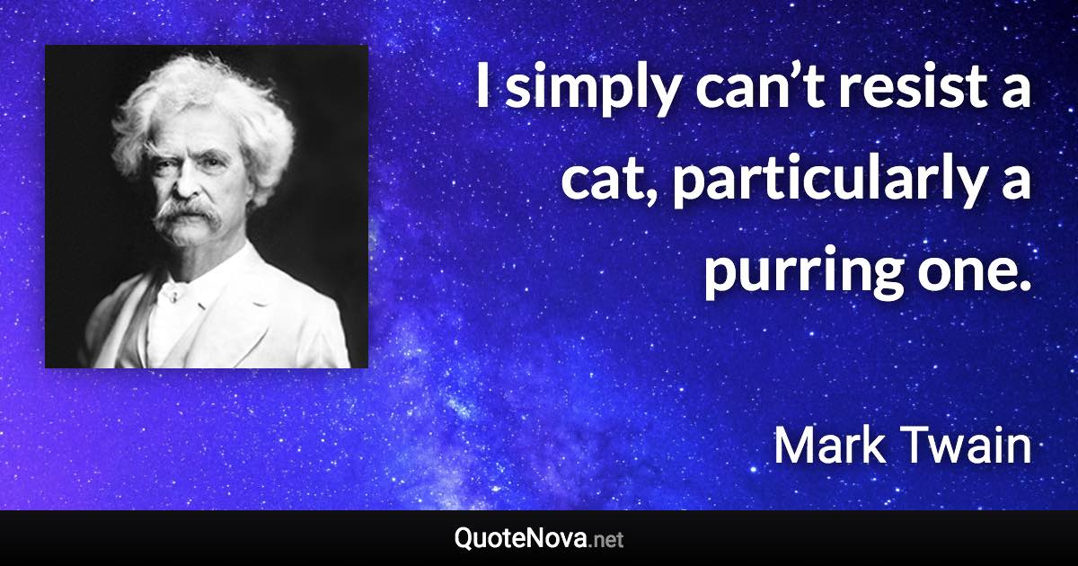 I simply can’t resist a cat, particularly a purring one. - Mark Twain quote