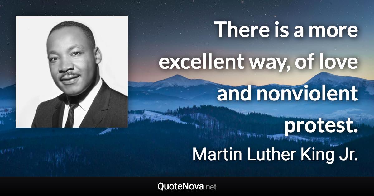 There is a more excellent way, of love and nonviolent protest. - Martin Luther King Jr. quote