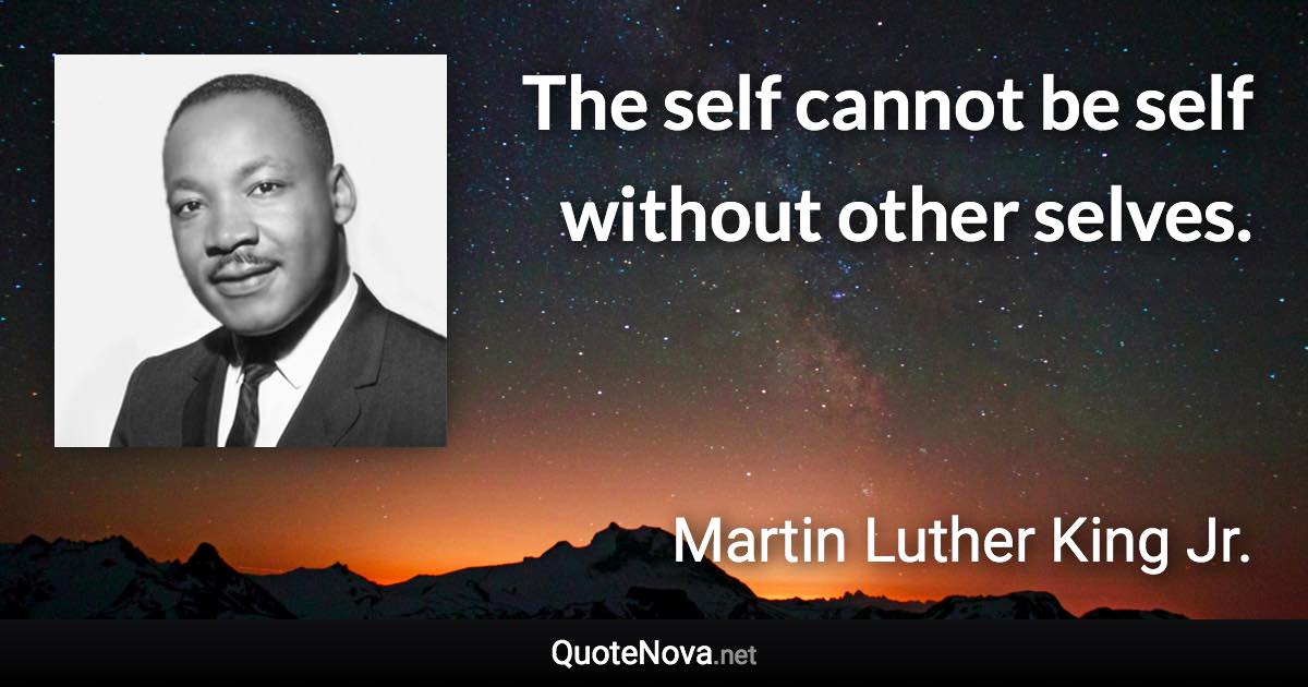 The self cannot be self without other selves. - Martin Luther King Jr. quote