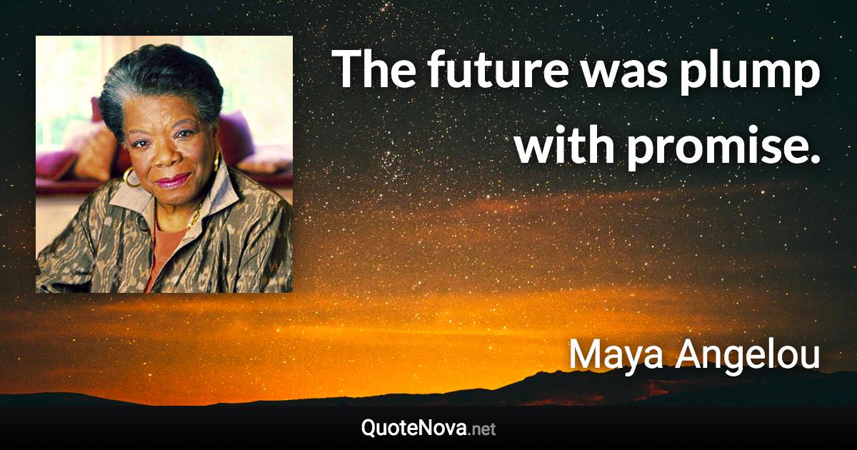 The future was plump with promise. - Maya Angelou quote