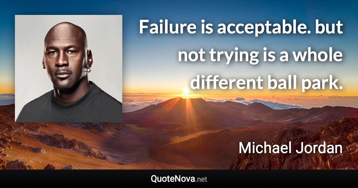 Failure is acceptable. but not trying is a whole different ball park. - Michael Jordan quote