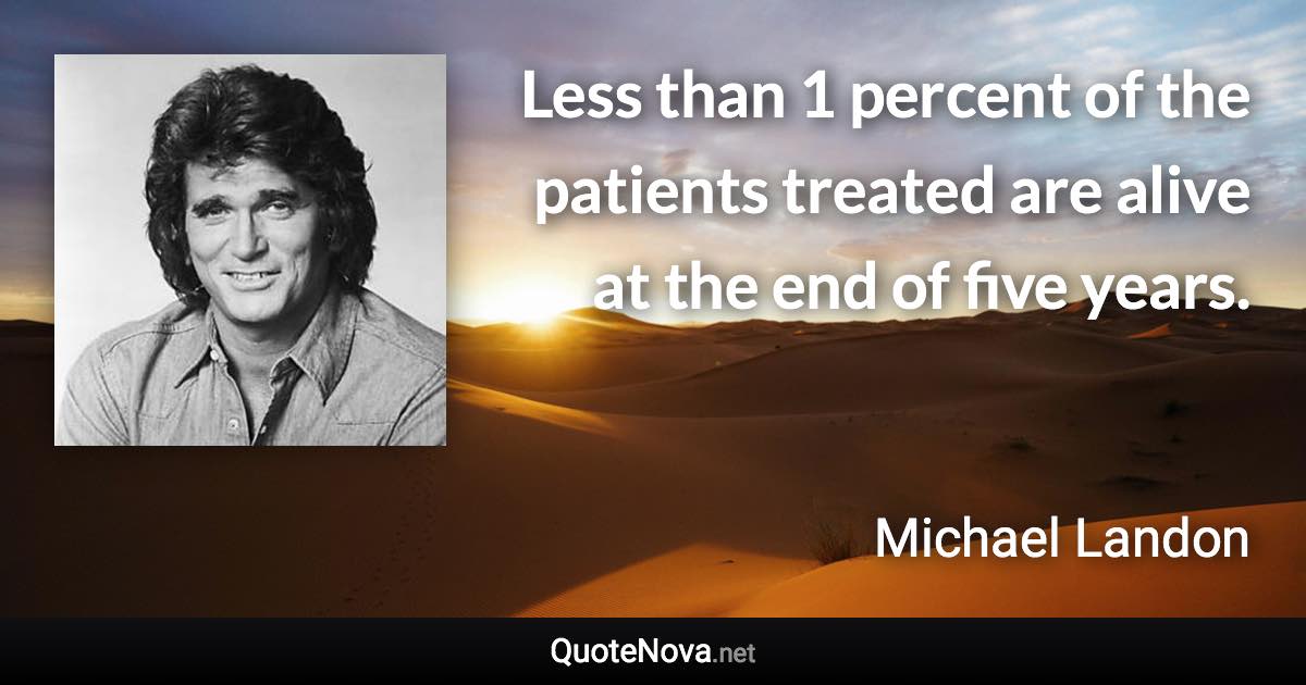 Less than 1 percent of the patients treated are alive at the end of five years. - Michael Landon quote