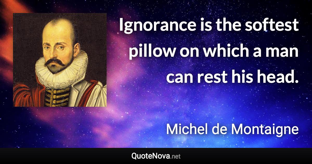 Ignorance is the softest pillow on which a man can rest his head. - Michel de Montaigne quote