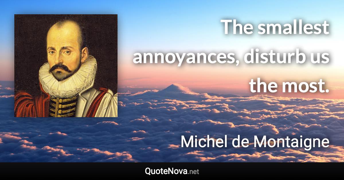 The smallest annoyances, disturb us the most. - Michel de Montaigne quote