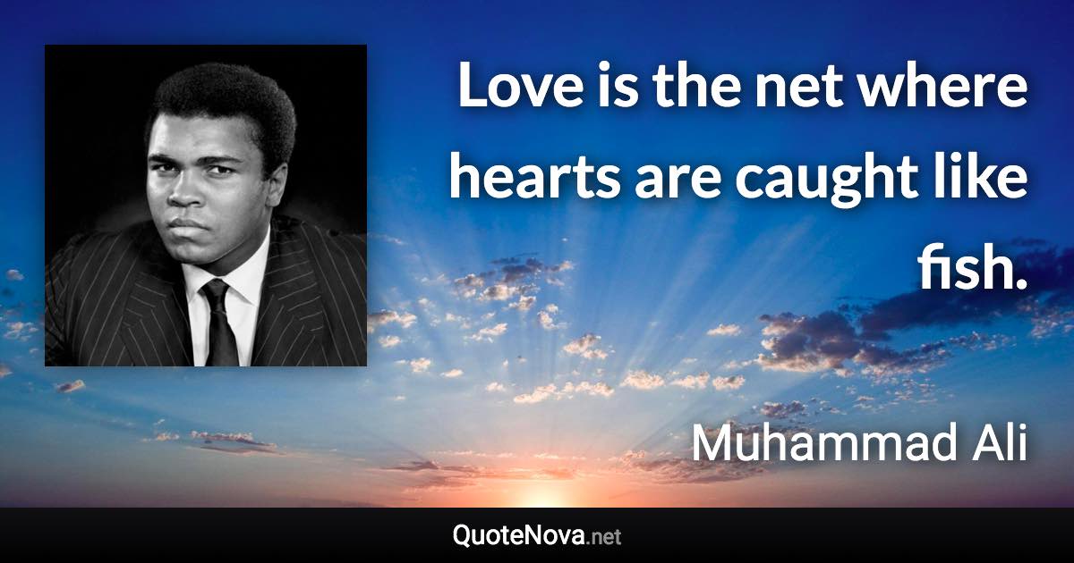 Love is the net where hearts are caught like fish. - Muhammad Ali quote