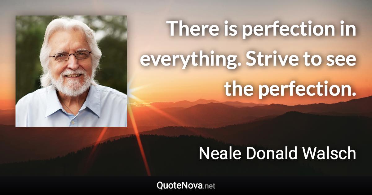 There is perfection in everything. Strive to see the perfection. - Neale Donald Walsch quote