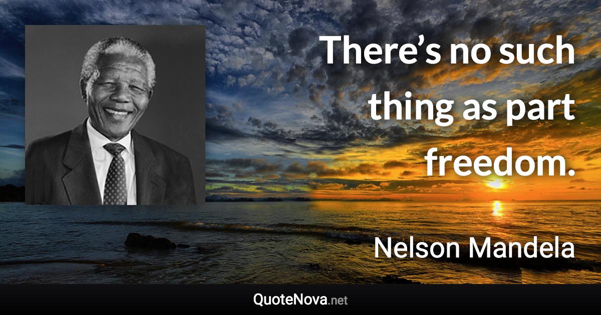 There’s no such thing as part freedom. - Nelson Mandela quote