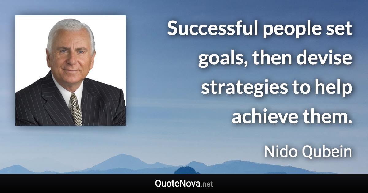 Successful people set goals, then devise strategies to help achieve them. - Nido Qubein quote