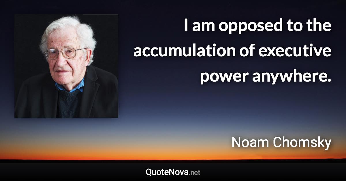 I am opposed to the accumulation of executive power anywhere. - Noam Chomsky quote