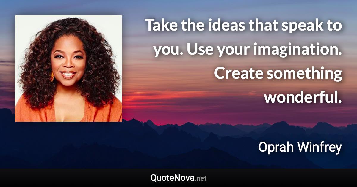 Take the ideas that speak to you. Use your imagination. Create something wonderful. - Oprah Winfrey quote