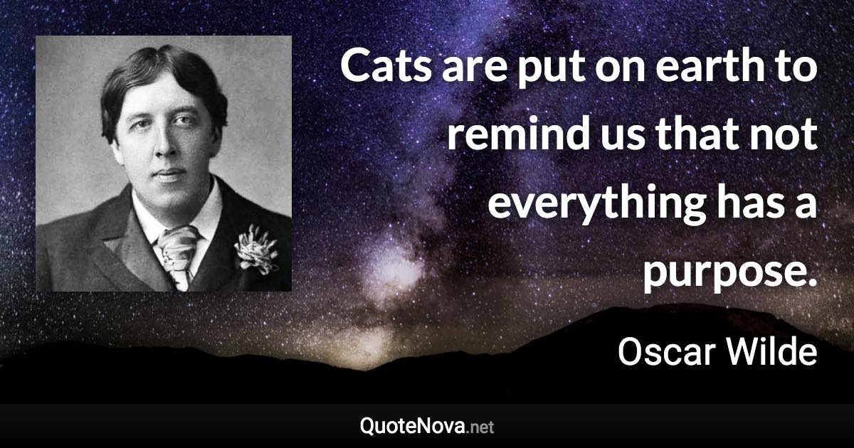 Cats are put on earth to remind us that not everything has a purpose. - Oscar Wilde quote