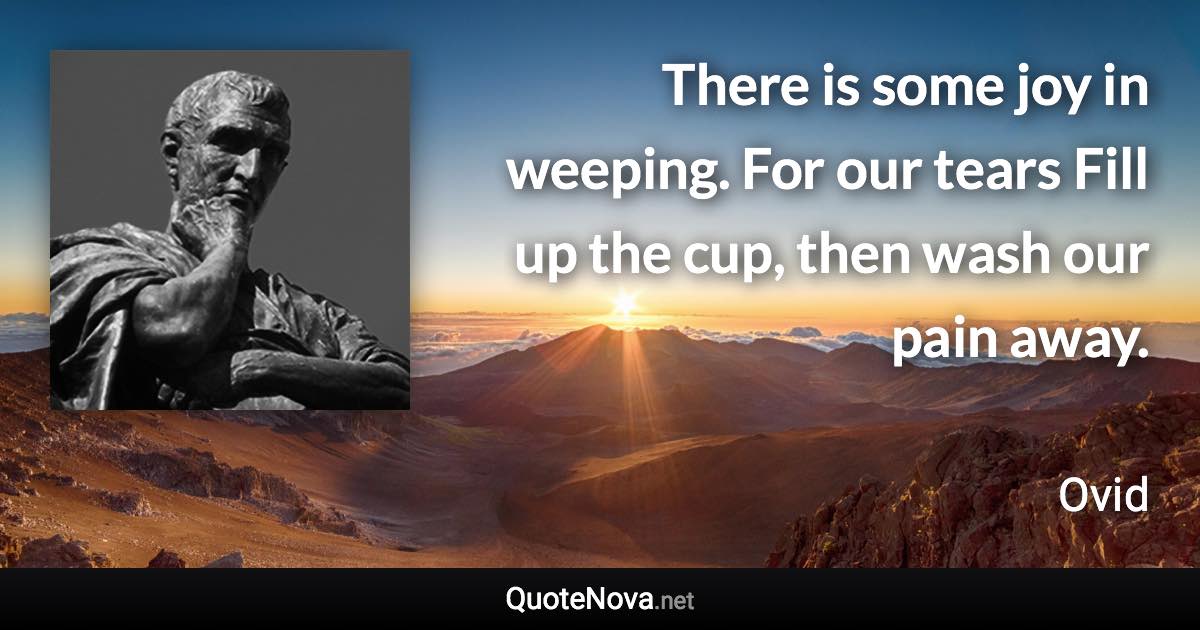 There is some joy in weeping. For our tears Fill up the cup, then wash our pain away. - Ovid quote