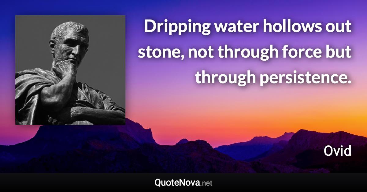 Dripping water hollows out stone, not through force but through persistence. - Ovid quote