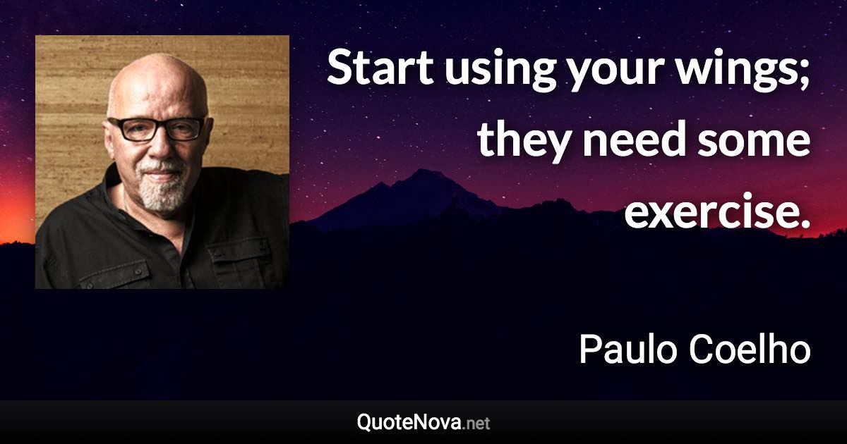 Start using your wings; they need some exercise. - Paulo Coelho quote