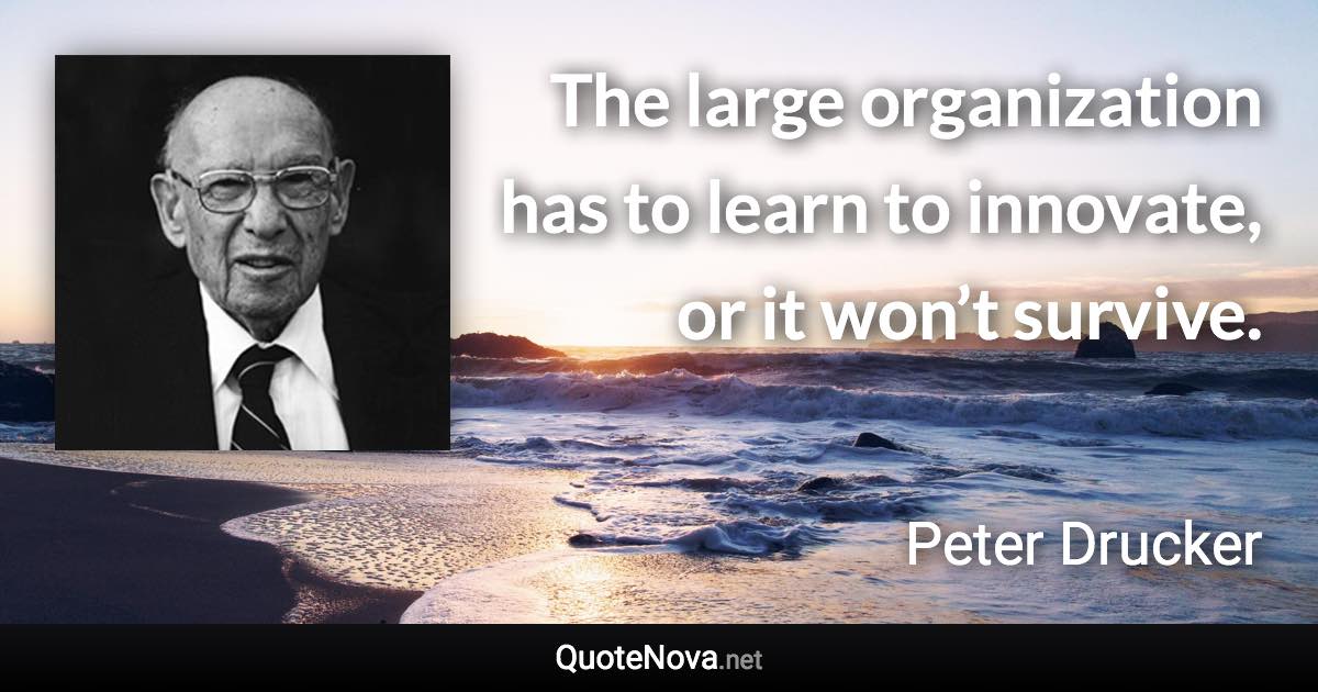 The large organization has to learn to innovate, or it won’t survive. - Peter Drucker quote