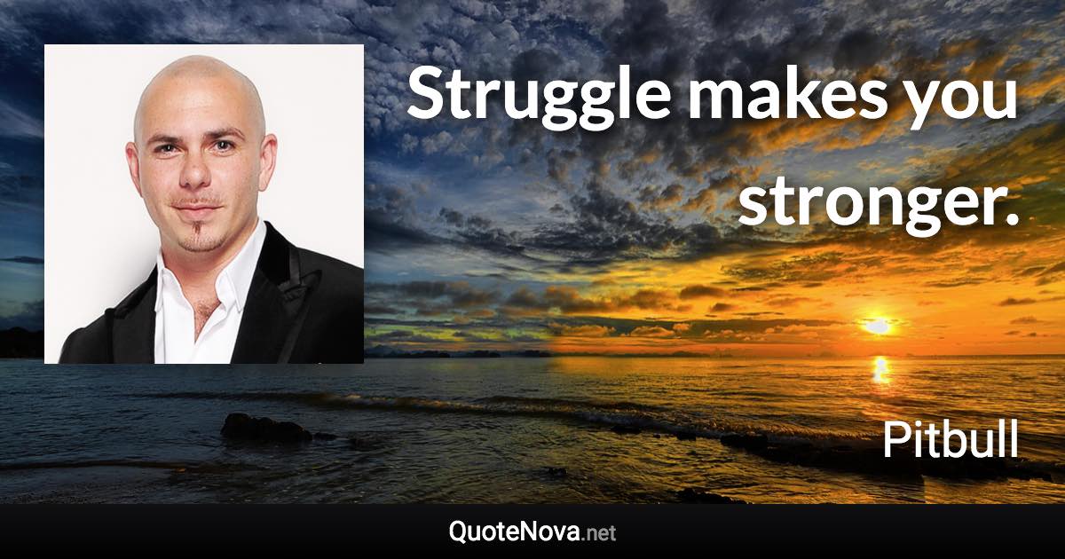 Struggle makes you stronger. - Pitbull quote