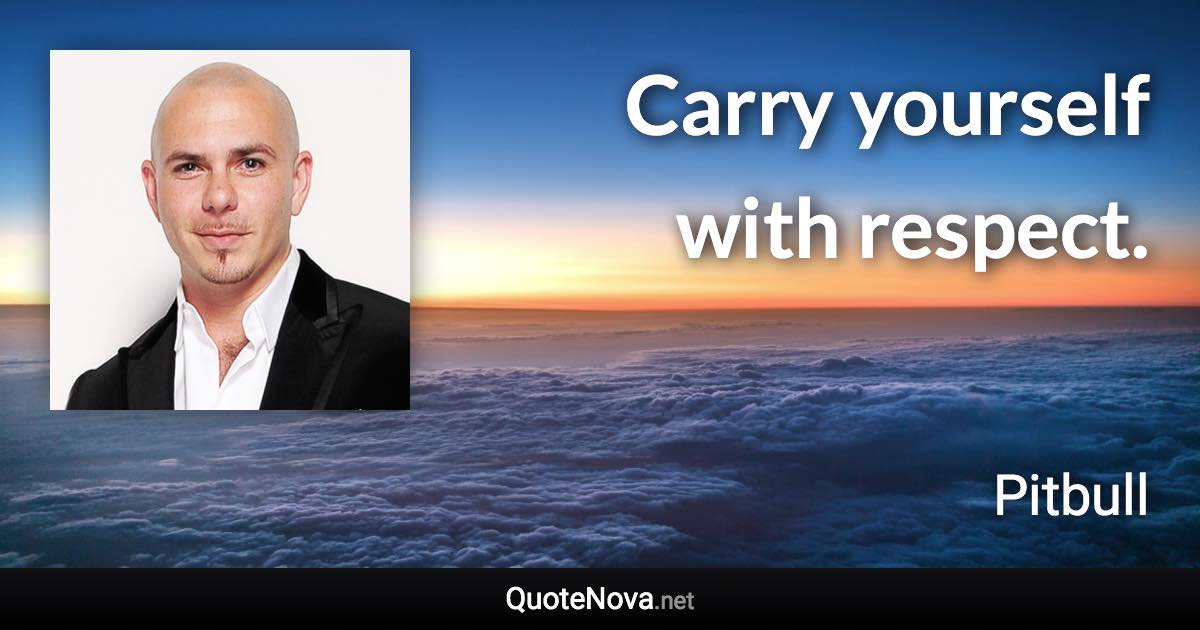 Carry yourself with respect. - Pitbull quote