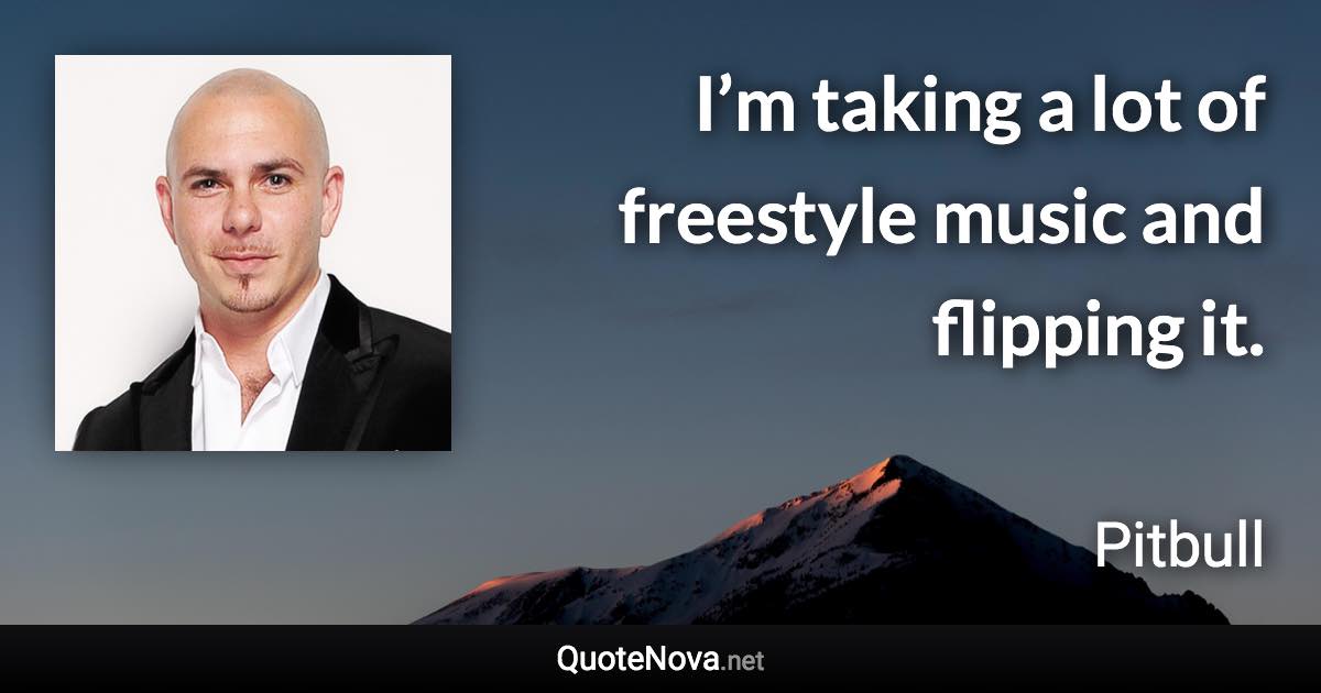 I’m taking a lot of freestyle music and flipping it. - Pitbull quote