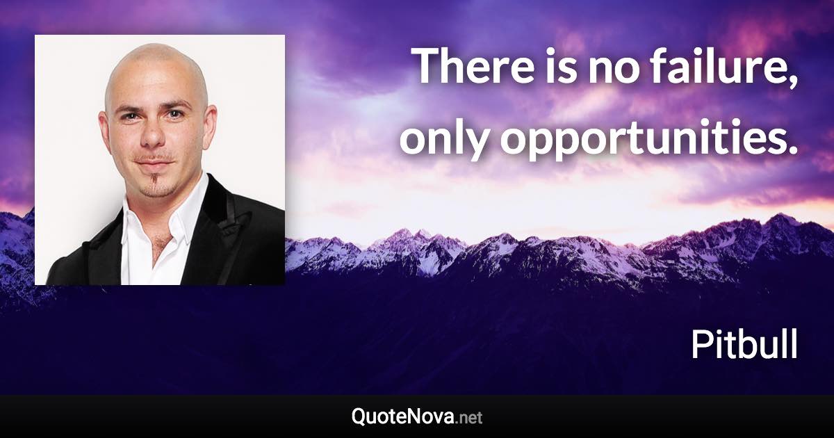 There is no failure, only opportunities. - Pitbull quote