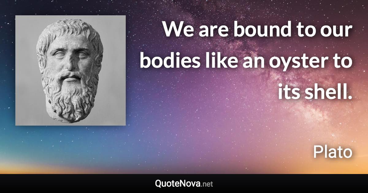 We are bound to our bodies like an oyster to its shell. - Plato quote