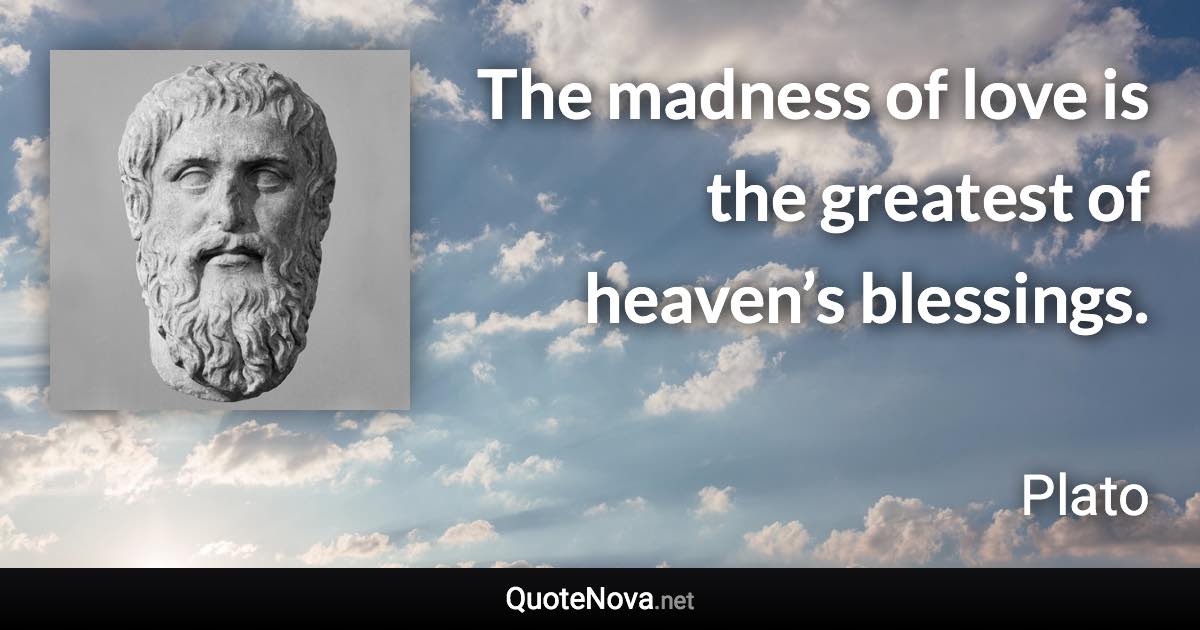 The madness of love is the greatest of heaven’s blessings. - Plato quote