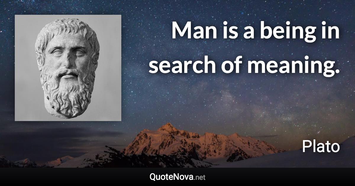 Man is a being in search of meaning. - Plato quote