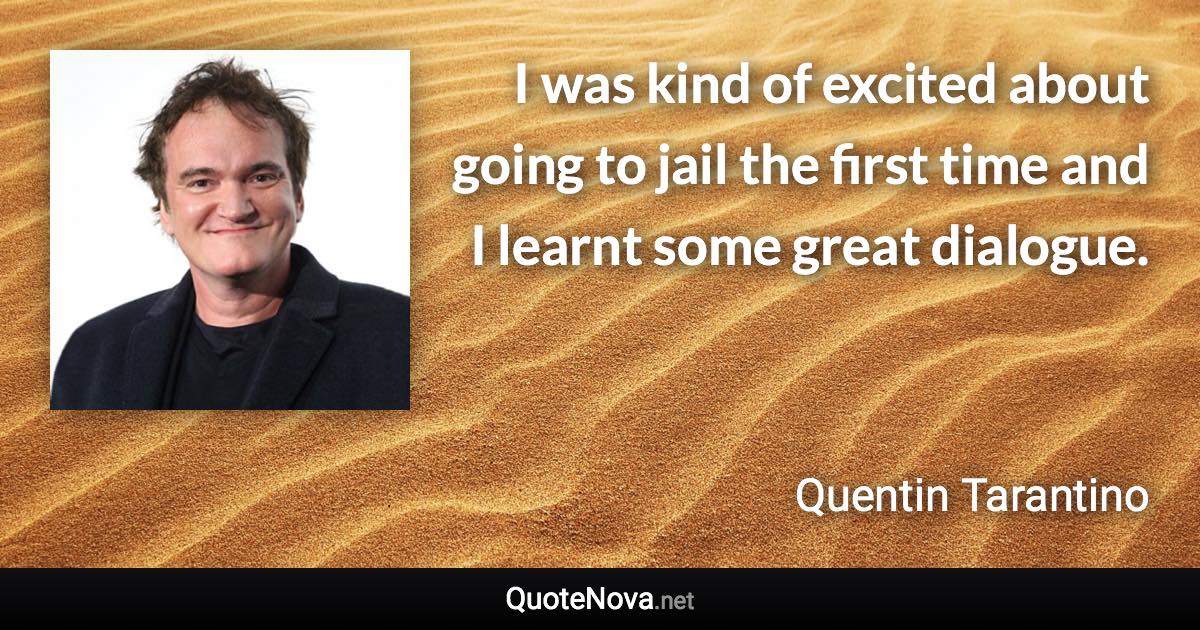 I was kind of excited about going to jail the first time and I learnt some great dialogue. - Quentin Tarantino quote