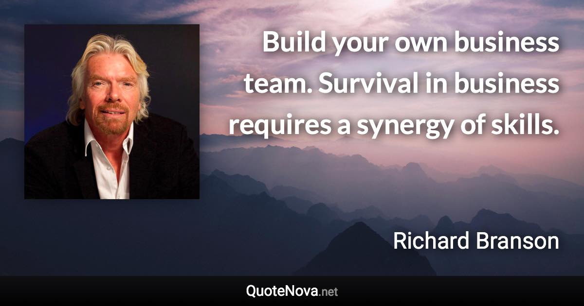 Build your own business team. Survival in business requires a synergy of skills. - Richard Branson quote