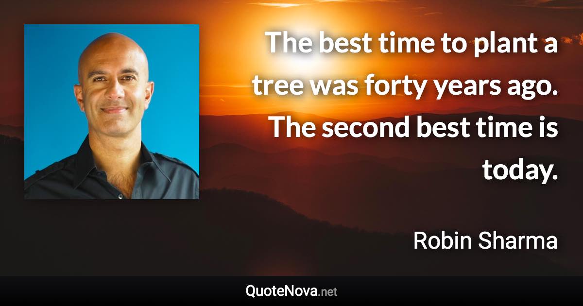 The best time to plant a tree was forty years ago. The second best time is today. - Robin Sharma quote