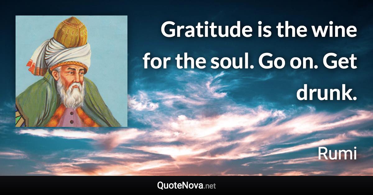 Gratitude is the wine for the soul. Go on. Get drunk. - Rumi quote