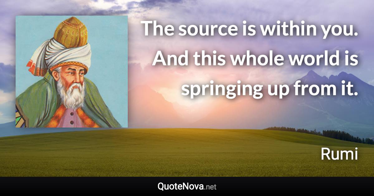 The source is within you. And this whole world is springing up from it. - Rumi quote