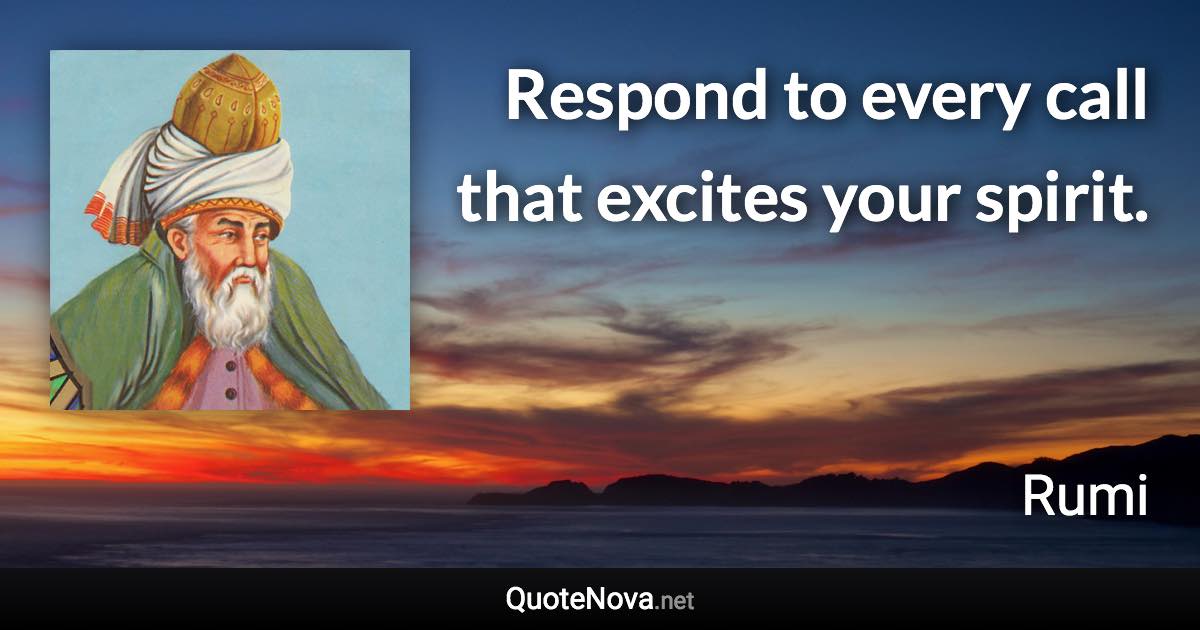 Respond to every call that excites your spirit. - Rumi quote