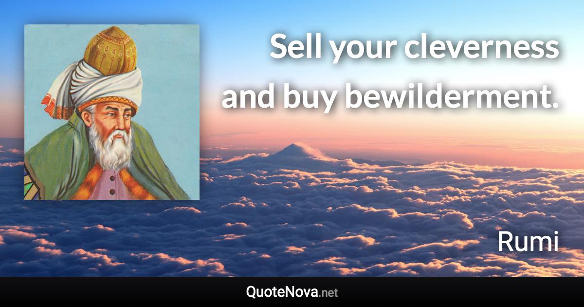 Sell your cleverness and buy bewilderment. - Rumi quote