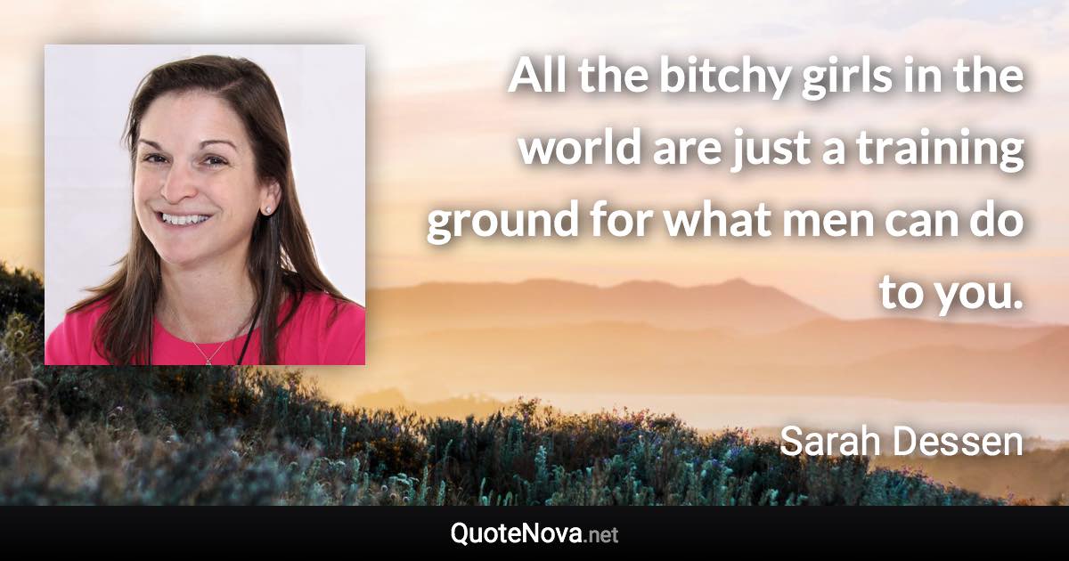 All the bitchy girls in the world are just a training ground for what men can do to you. - Sarah Dessen quote