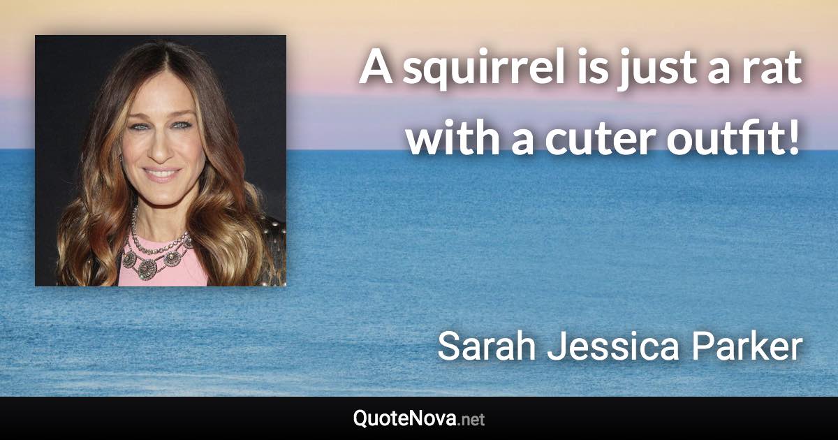 A squirrel is just a rat with a cuter outfit! - Sarah Jessica Parker quote
