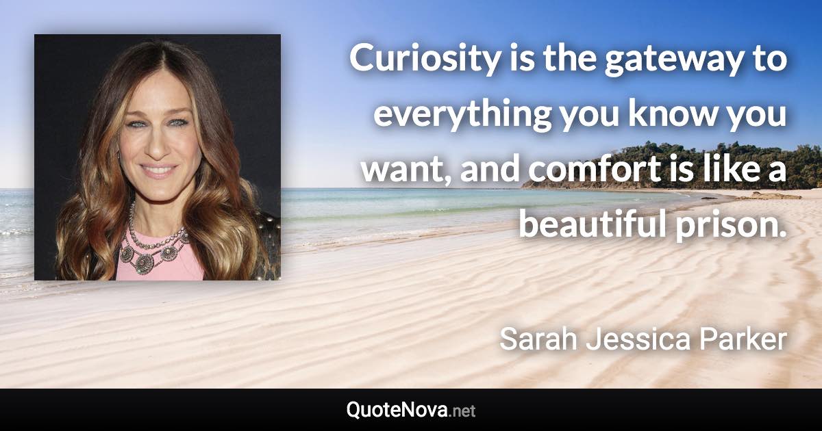 Curiosity is the gateway to everything you know you want, and comfort is like a beautiful prison. - Sarah Jessica Parker quote