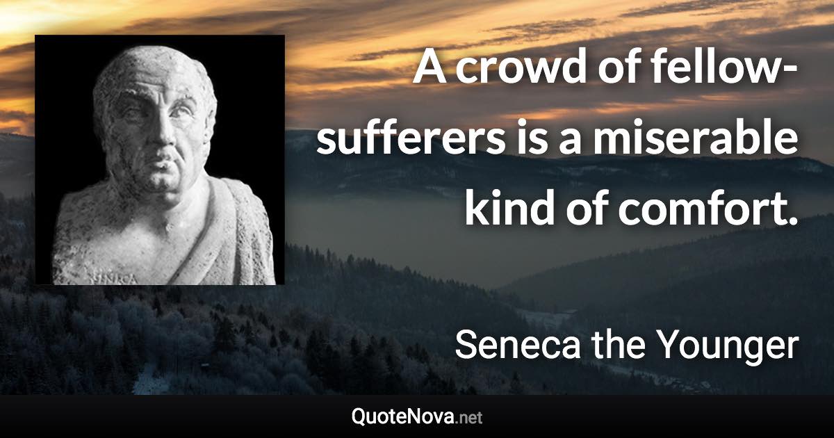 A crowd of fellow-sufferers is a miserable kind of comfort. - Seneca the Younger quote