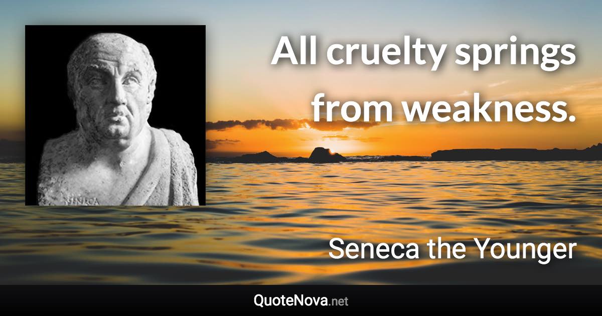 All cruelty springs from weakness. - Seneca the Younger quote