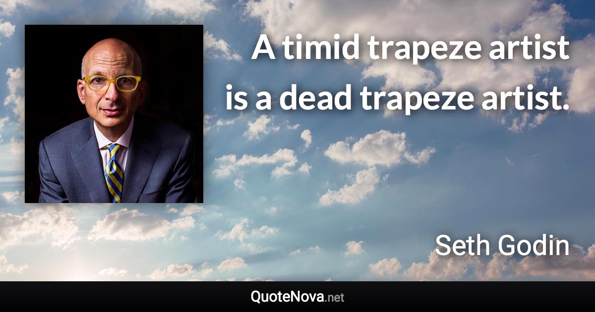 A timid trapeze artist is a dead trapeze artist. - Seth Godin quote