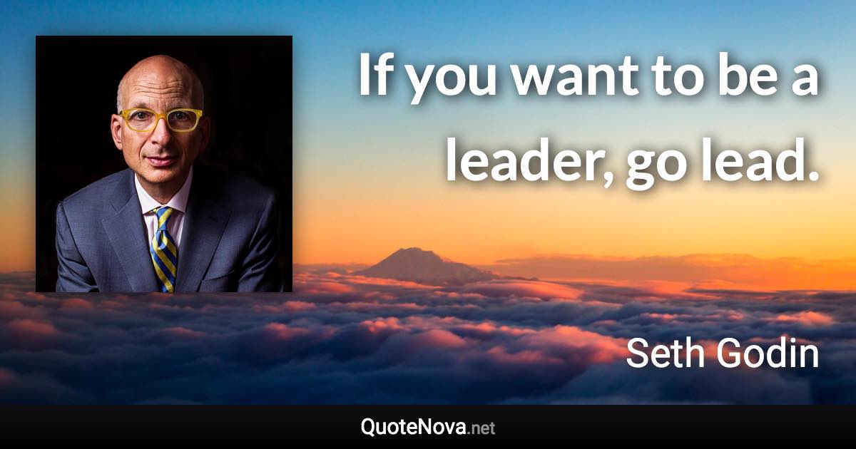 If you want to be a leader, go lead. - Seth Godin quote