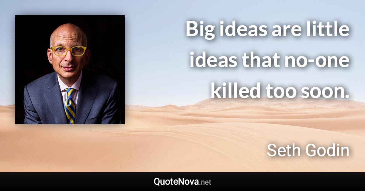 Big ideas are little ideas that no-one killed too soon. - Seth Godin quote