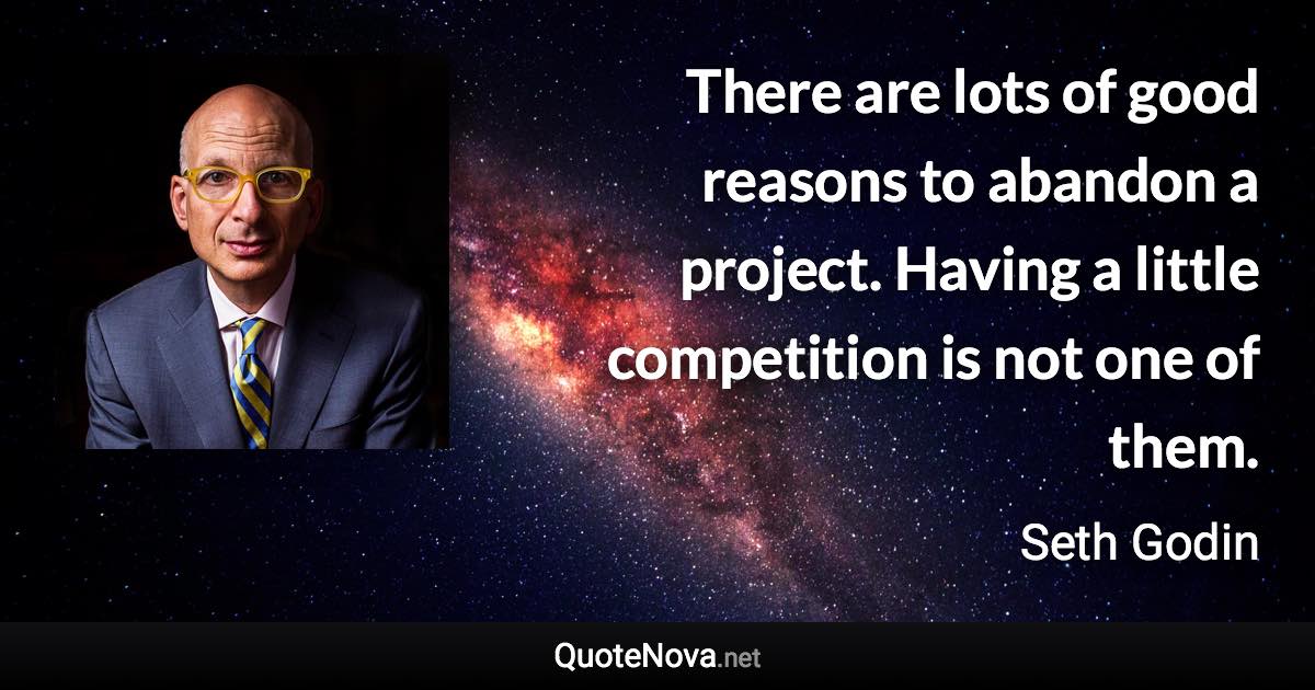 There are lots of good reasons to abandon a project. Having a little competition is not one of them. - Seth Godin quote